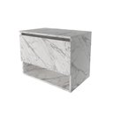 Ver imagem 1 de Balcão Gabinete Suspenso para Banheiro 60cm com 1 Porta e Nicho Bn3606 Mármore Branco - Tecno