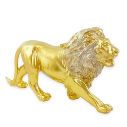 Estatua Enfeite de Resina Leão Dourado Brilhante 21cm - 4