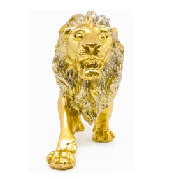 Estatua Enfeite de Resina Leão Dourado Brilhante 21cm - 3