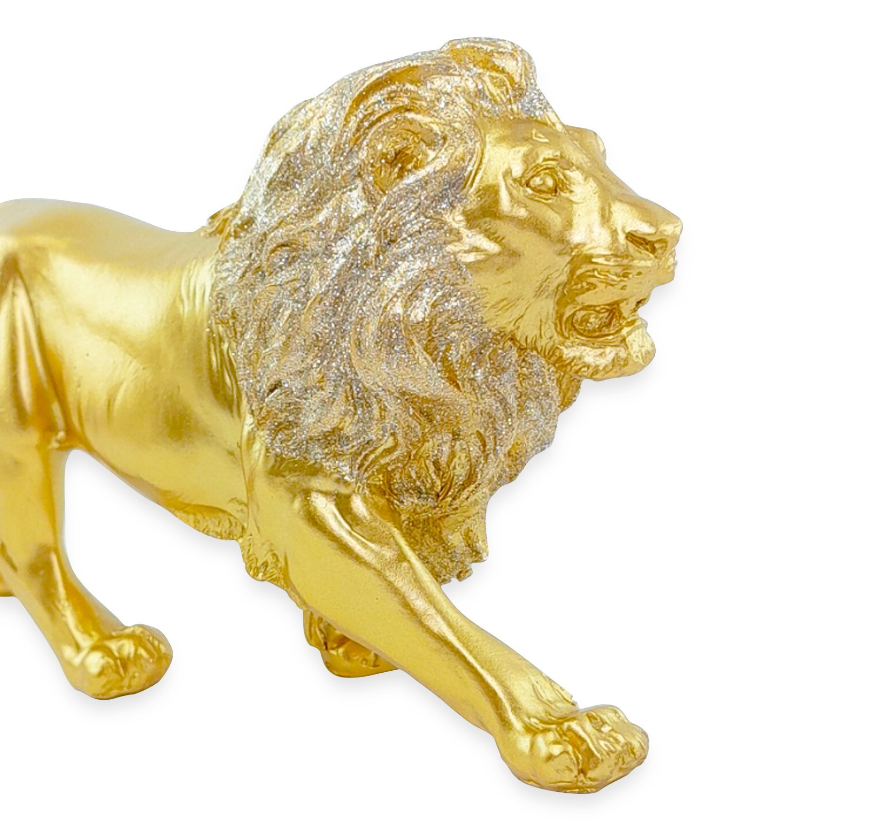Estatua Enfeite de Resina Leão Dourado Brilhante 21cm - 2