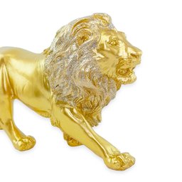 Estatua Enfeite de Resina Leão Dourado Brilhante 21cm - 2