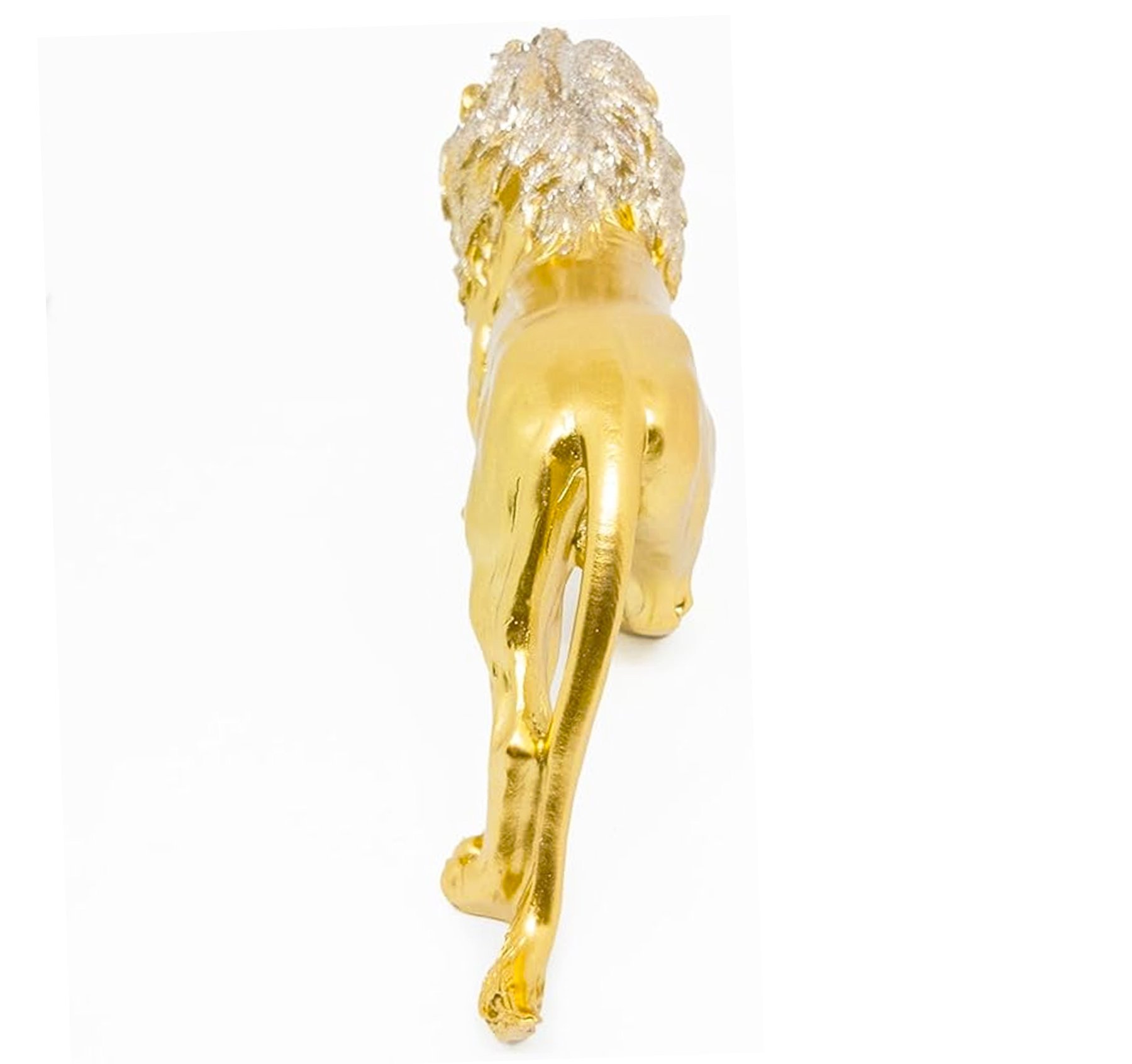 Estatua Enfeite de Resina Leão Dourado Brilhante 21cm - 6