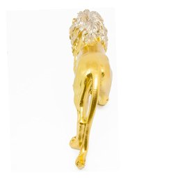 Estatua Enfeite de Resina Leão Dourado Brilhante 21cm - 6
