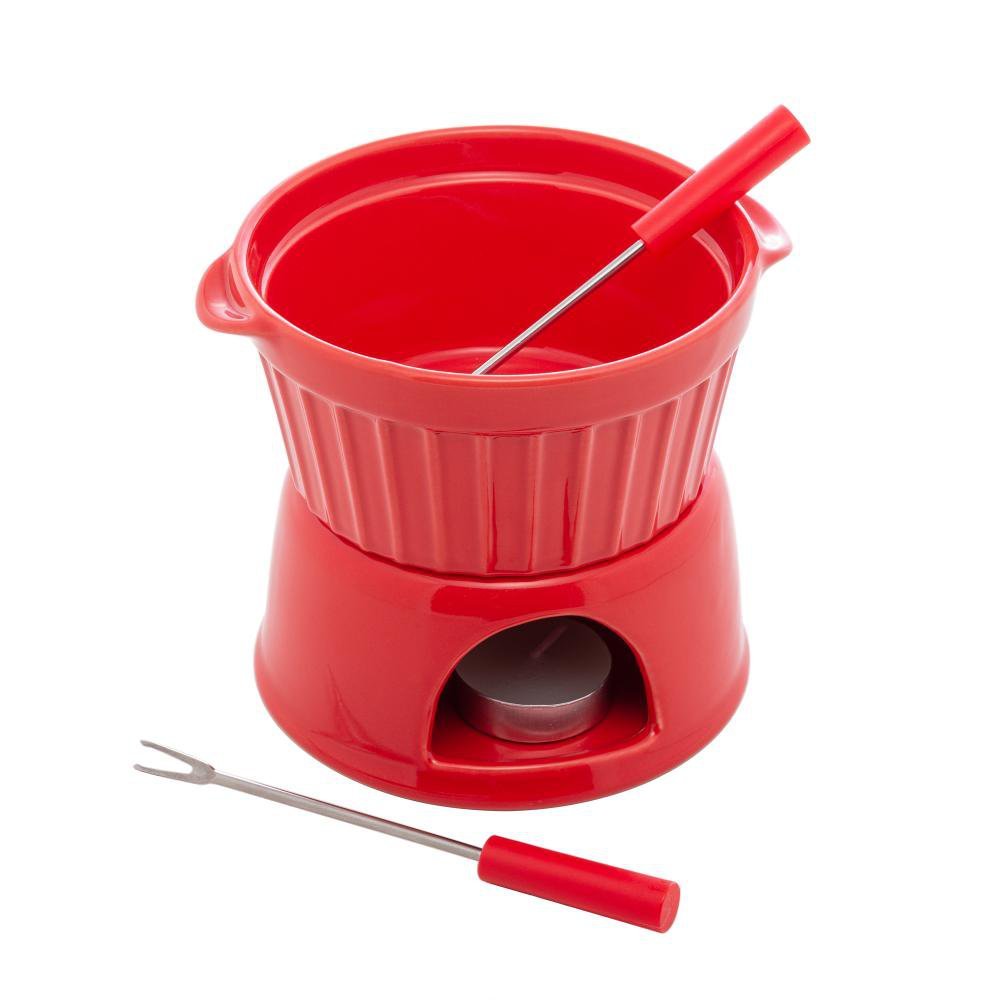 AParedelho Fondue 4 Peças Porcelana Classic Vermelho 400Ml