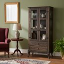 Ver imagem 4 de Cristaleira em Madeira Maciça com 2 Portas e 2 Gavetas Tabaco