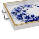 Ver imagem 5 de Bandeja Decorativa Branco com Floral Azul 40x40cm