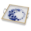 Ver imagem 4 de Bandeja Decorativa Branco com Floral Azul 40x40cm