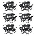 Ver imagem 1 de Kit 6 Conjuntos de Mesa Dobráveis de Madeira 70x110cm com 6 Cadeiras Preta