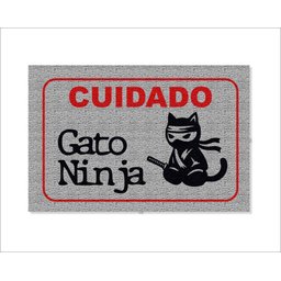 Tapete Capacho Cuidado Gato Ninja - 1