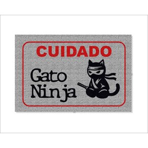 Tapete Capacho Cuidado Gato Ninja