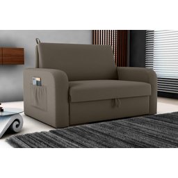 Sofá Cama Daiane 2 Lugares com Baú Veludo Maserati Marrom Matrix - 2