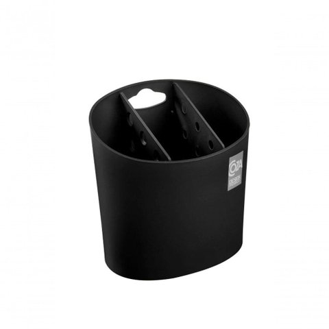 Escorredor de Talheres Oval Basic 13,8 X 10,5 X 14,4 Cm Preto Coza