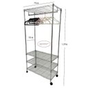 Ver imagem 6 de Estante de Aço Cromada Vghome 4 Prateleiras 1,85m com Cabideiro
