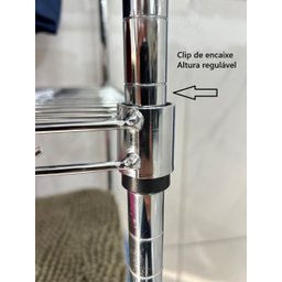 Estante de Aço Cromada Vghome 4 Prateleiras 1,85m com Cabideiro - 5
