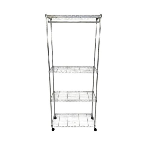Estante de Aço Cromada Vghome 4 Prateleiras 1,85m com Cabideiro