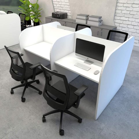 Espaço de Trabalho Call Center para 4 Pessoas 1,87m Brancof5 Cor:branco