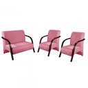 Ver imagem 1 de Conjunto Vênus 2 Poltronas de 1 Lugar e 1 de 2 Lugares Braço Madeira D Salla Suede Rosa