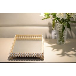 Bandeja Mdf Pérola Dourado Cozinha Taças Decoração Cafe Mesa B088 - 7