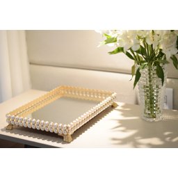 Bandeja Mdf Pérola Dourado Cozinha Taças Decoração Cafe Mesa B088 - 8