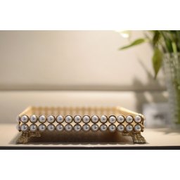 Bandeja Mdf Pérola Dourado Cozinha Taças Decoração Cafe Mesa B088 - 6