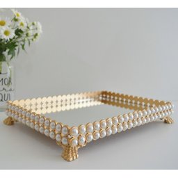 Bandeja MDF Pérola Dourado Cozinha Taças Decoração Cafe Mesa - 2