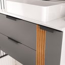 Ver imagem 2 de Gabinete Banheiro Ripado Dolphin 80cm (gabinete+cuba+espelheira+tampo Vidro) Branco / Cinza