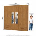 Ver imagem 5 de Guarda-Roupa 6 Portas 4 Gavetas com Espelho Infantil Perola Marrom/Cinamomo