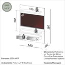 Ver imagem 2 de Painel para Tv até 60 Polegadas 02 Gavetas Espelhadas com Led Off White Freijó Dalla Costa