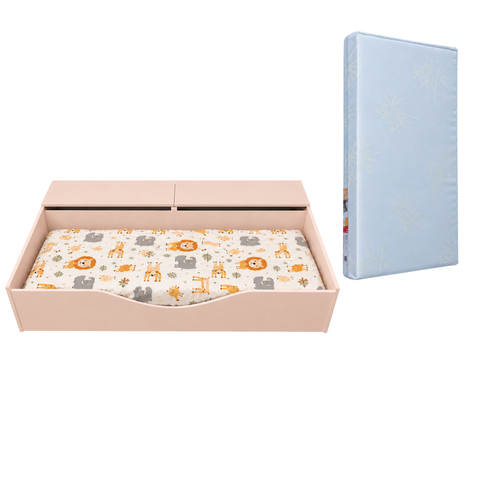 Cama Juvenil com 2 Baús Flora Rosa Montessoriana + Colchão