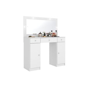 Penteadeira Carisma c/ 2 Portas e 3 Gavetas c/ Espelho Branco - Demóbile