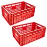 Kit 2 Caixas Plástica Hortifruti Empilhável A-23 Vermelha JR - 1