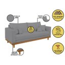 Ver imagem 2 de Sofá Living 3 Lugares Linho Resistente Madeira e Almofadas