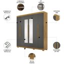 Ver imagem 3 de Guarda Roupa Casal 218cm com Espelho Elegance Nature/alasca - Vila Rica