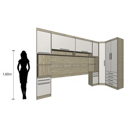 Guarda-Roupa Dormitório Modulado Master Casal Queen 158cm Canto - Avelã Rústico e Areia - Luciane - 5
