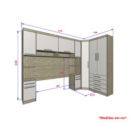 Guarda-Roupa Dormitório Modulado Master Casal Queen 158cm Canto - Avelã Rústico e Areia - Luciane - 4
