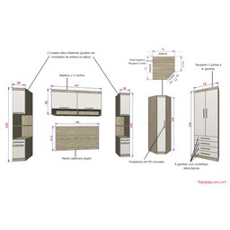 Guarda-Roupa Dormitório Modulado Master Casal Queen 158cm Canto - Avelã Rústico e Areia - Luciane - 3