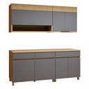 Ver imagem 3 de Cozinha Completa Modulada 4 Peças 7 Portas 3 Gavetas 100% MDF Realeza Premium Cinza/Carvalho/Titânio