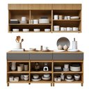 Ver imagem 5 de Cozinha Completa Modulada 4 Peças 7 Portas 3 Gavetas 100% MDF Realeza Premium Cinza/Carvalho/Titânio