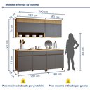 Ver imagem 4 de Cozinha Completa Modulada 4 Peças 7 Portas 3 Gavetas 100% MDF Realeza Premium Cinza/Carvalho/Titânio