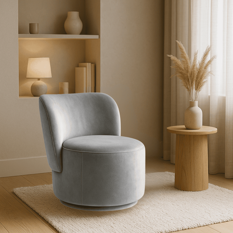 Poltrona Orgânica Redonda Estofada Veludo Luxo Moderna Conforto Design P/ Sala Espera Recepção Hall