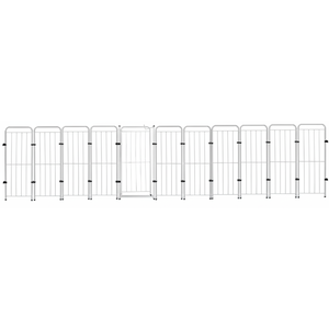 Cercado Cães Cachorros Pets com 10 Módulos + Portão Preto Branco Divisor de Ambientes Branco