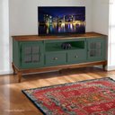 Ver imagem 5 de Rack para Sala Pés Luis Xv 2 Portas 2 Gavetas Nicho Hannover 60812 Linz Móveis - Verde Musgo/imbuia
