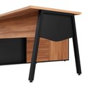 Ver mais imagens de Mesa L Diretor com Armário Lateral 3 Gavetas 180cm Industrial Tampo Chanfrado Pés em Metal Executive