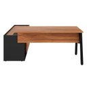 Ver imagem 7 de Mesa L Diretor com Armário Lateral 3 Gavetas 180cm Industrial Tampo Chanfrado Pés em Metal Executive