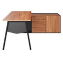 Ver imagem 5 de Mesa L Diretor com Armário Lateral 3 Gavetas 180cm Industrial Tampo Chanfrado Pés em Metal Executive