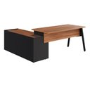 Ver imagem 2 de Mesa L Diretor com Armário Lateral 3 Gavetas 180cm Industrial Tampo Chanfrado Pés em Metal Executive