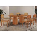 Ver imagem 1 de Conjunto: Mesa Sala Jantar Maldivas Curvo 180cm + 6 Cadeiras Havana Naturale - Linho Bege - Rufato