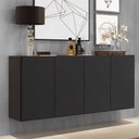 Ver imagem 7 de Aparador Buffet 4 Portas Suspenso Veneza Multimóveis V3594 Preto Preto