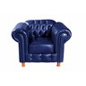 Kit Sofá Luis XV Chesterfield 3 Lugares + 1 Poltrona Decoração Barbearia Sala - Couríssimo Azul - 2