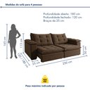 Ver mais imagens de Sofá 4 Lugares Retrátil e Reclinável 250cm Espanha  Veludo 